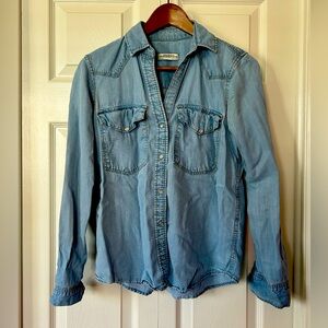 Zara premium denim shirt with pearl buttons